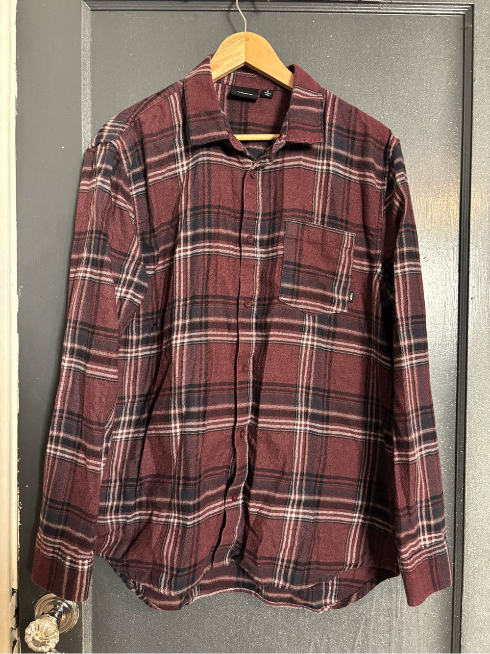 Vans Burgundy and Black Plaid Shirt